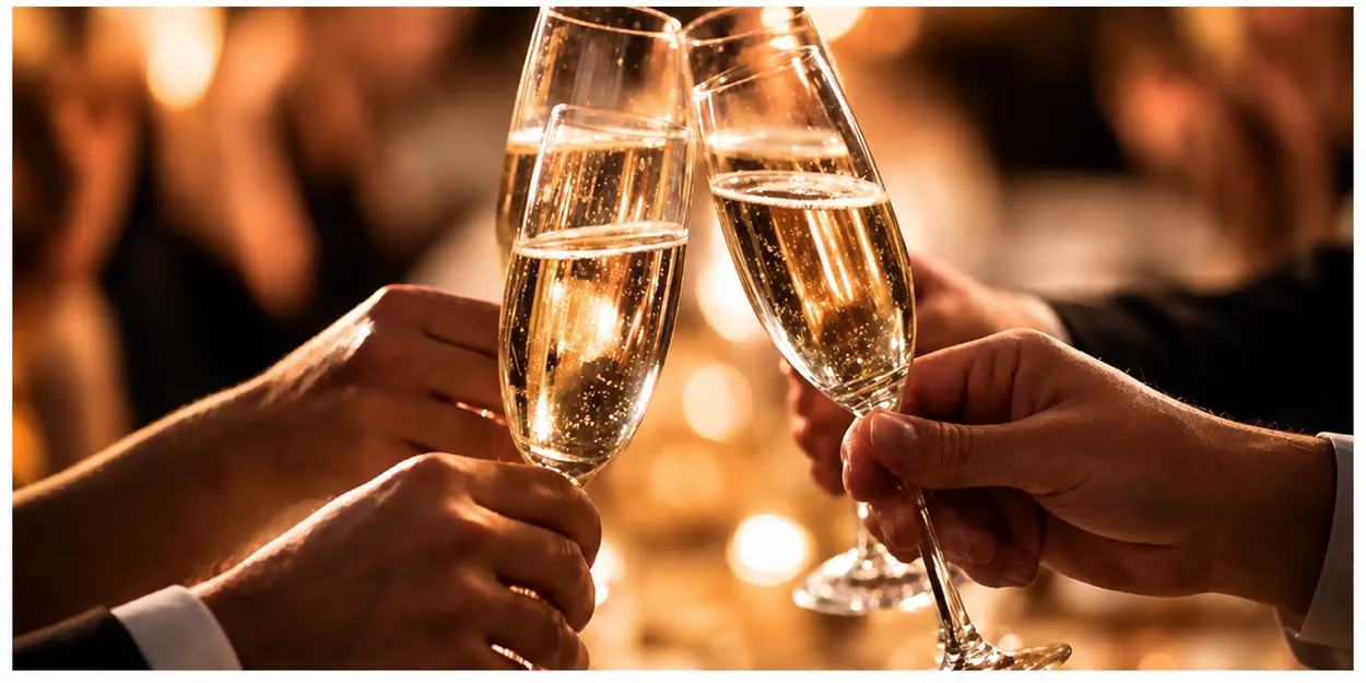 Brindis con copas de champagne